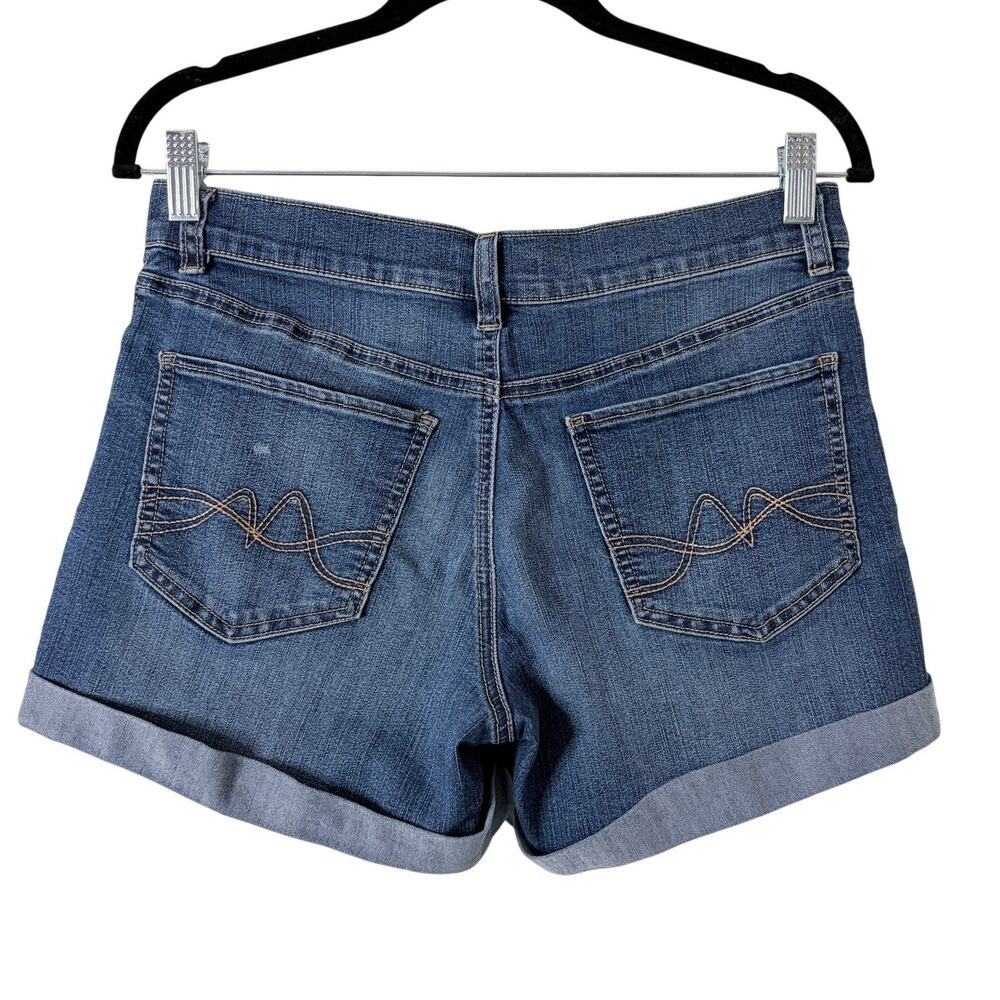New York & Co Women’s Jean Shorts Sz 6 Blue Medium Wash Denim Cuffed Hem Stretch - Picture 2 of 3